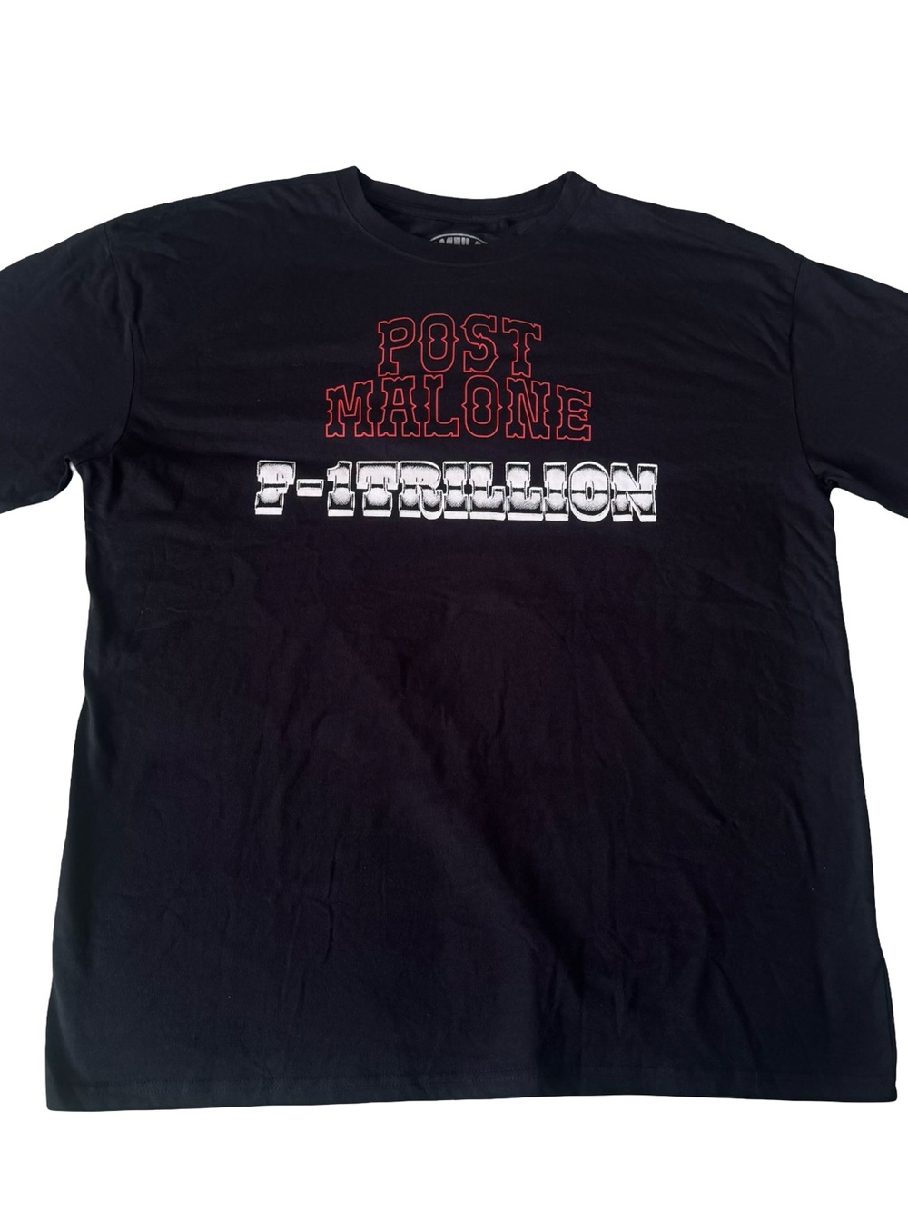 Posty Co. Post Malone Black Cotton F-1 Trillion Tracklist Graphic Tee Size L